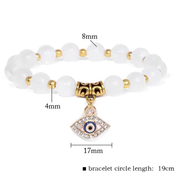 Bijoux porte-bonheur en pierre naturelle, perles rondes en or, Bracelet énergétique de Yoga avec diamant noir brillant, breloques œil du diable, chaîne à main