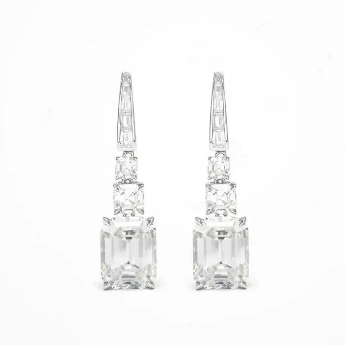 ZOCA-Boucle d'oreille carrée en argent regardé 925, bijoux fins, fil d'oreille CZ, cadeau pour petit