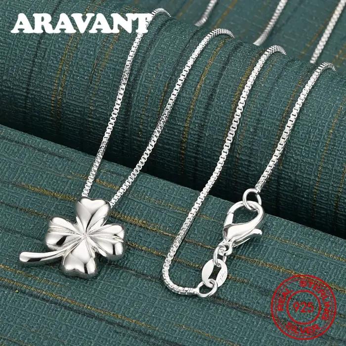 Collier pendentif trèfle à quatre feuilles en argent Sterling 925