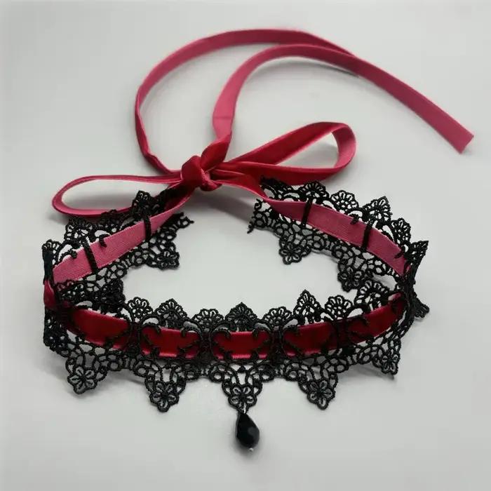 Collier ras du cou élégant en dentelle noire avec nœud papillon, gothique, Vintage, ras du cou, chaîne courte, bijoux