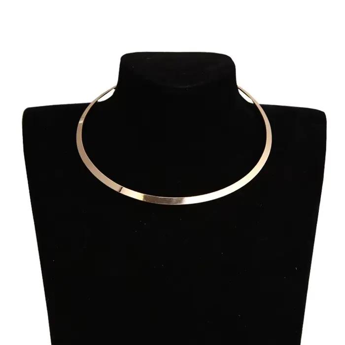 Collier ras du cou Vintage Punk en métal pour femmes, gothique, couleur or argent, chaîne lisse, bij