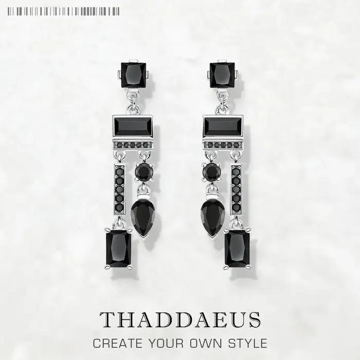 Boucles d'oreilles pendantes noires, mélange de formes, bijoux magiques et glamour pour femmes, tout