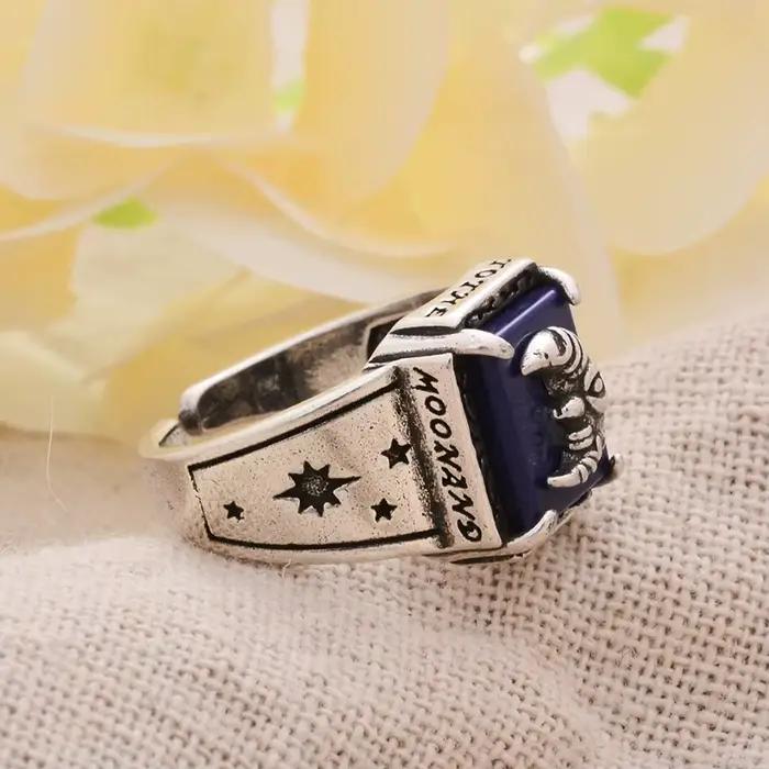 Bague élégante en pierre Lapis Lazuli pour femmes, Design de lune, rétro thaïlandais, argent, bijoux pour femmes, cadeaux, ne se décolore pas, nouvelle collection 2023
