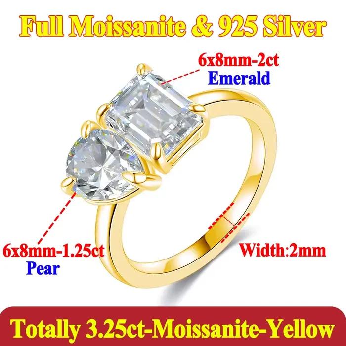 Bagues de luxe en Moissanite pour femmes, bijoux en argent Sterling 925, couleur D, à la mode, diama