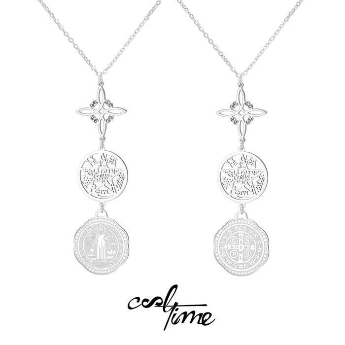 Collier triple protection avec symboles mystiques en acier inoxydable pour homme et femme occasions spéciales et protection spirituelle