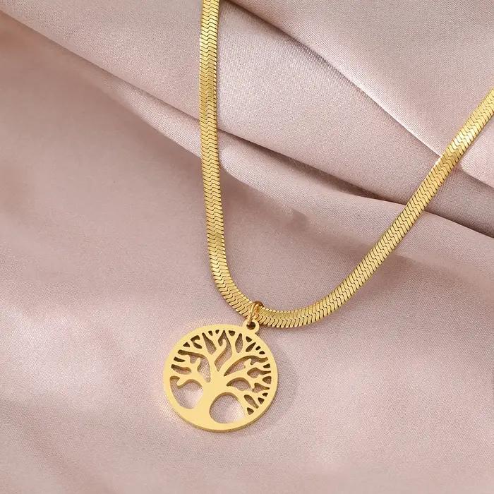 HIPEE mode serpent os chaîne collier pour hommes femmes arbre de vie pendentif