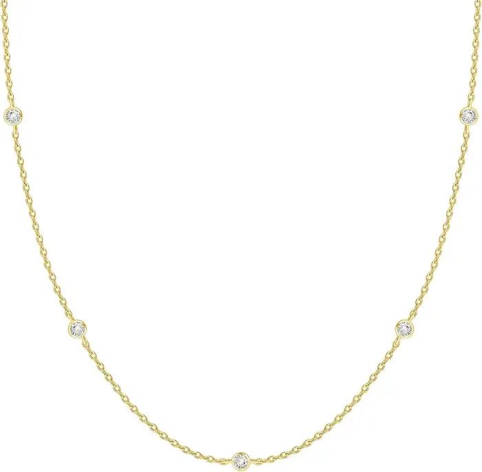 Collier de Station plaqué or K, collier en diamant plaqué argent pour femmes, colliers en diamant si