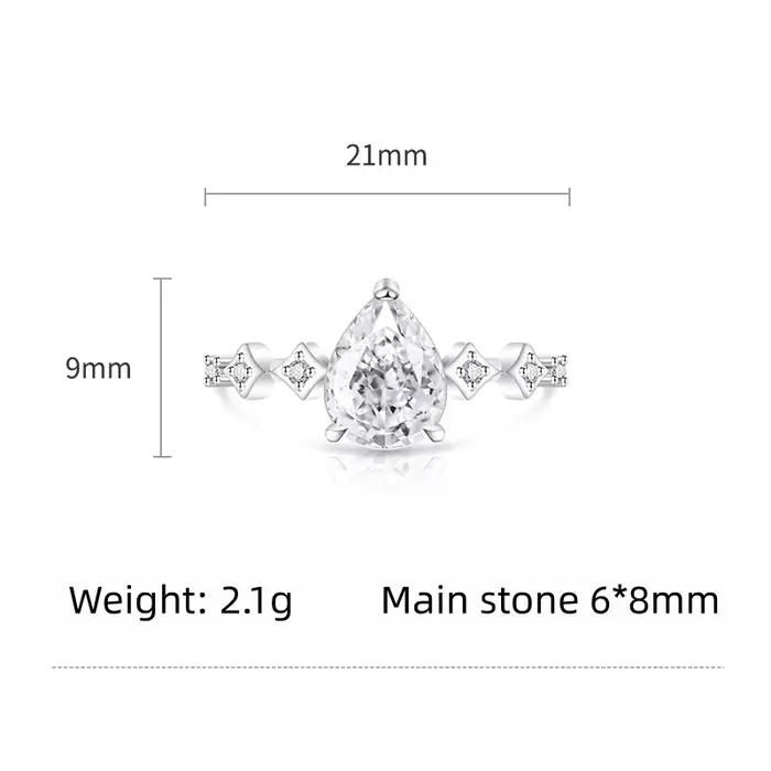 Bague en argent 925 avec pierres précieuses pour femmes