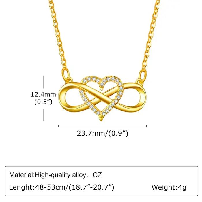 Collier en or avec pendentif cœur infini pour femmes, bijou personnalisable avec gravure, cadeau pour anniversaire, fiançailles et autres occasions spéciales