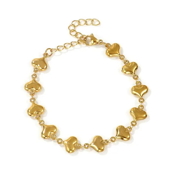 Bracelet élégant océan plaqué or 18 carats en acier inoxydable 304, chaîne à maillons faite à la main, cadeau pour femmes, 16cm(6.3 ") de long