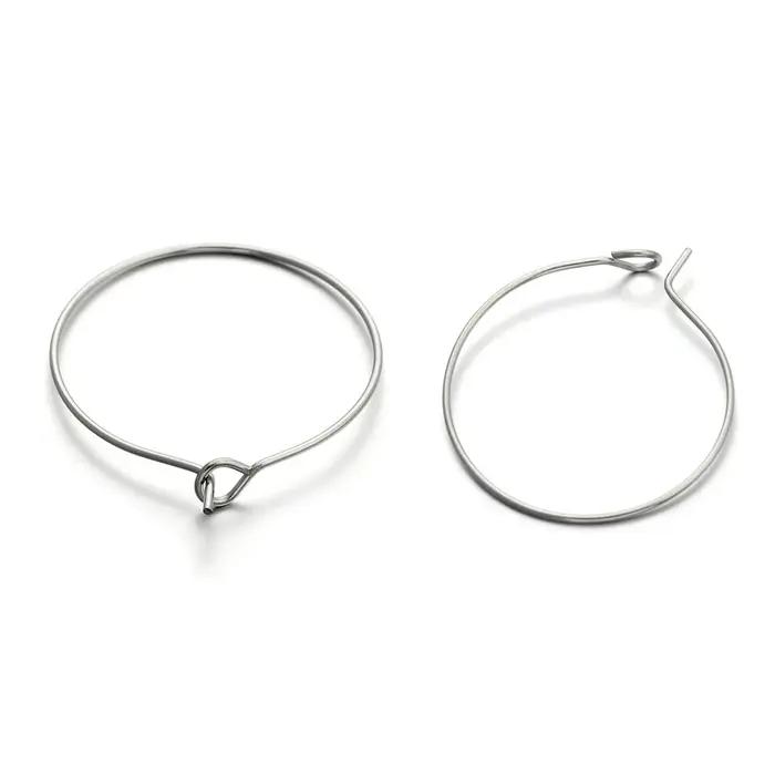 Boucles d'oreilles en fil de grand cercle en acier inoxydable doré