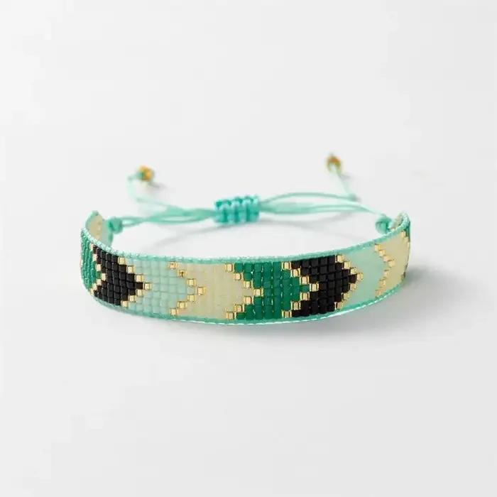 ALIYA MIYUKI Bracelets cadeau de fête des mères tissage perles flèche verte accessoires personnalisés mode bohême printemps bijoux