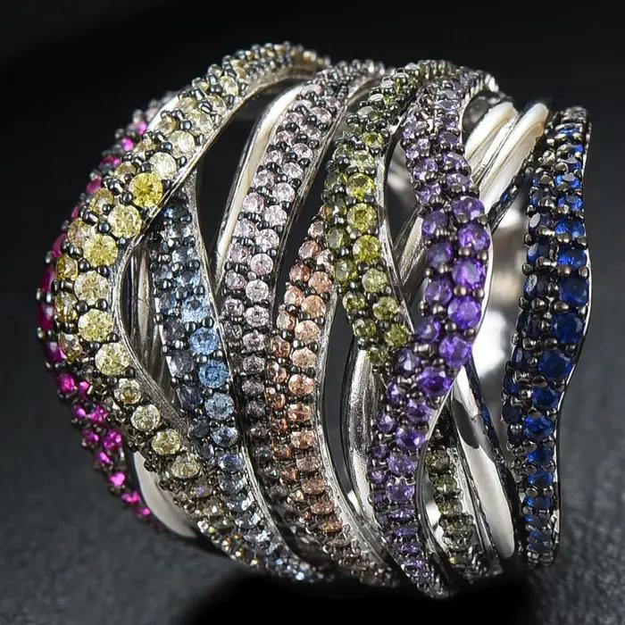 Missvikki-Grande bague multicolore de luxe pour femmes