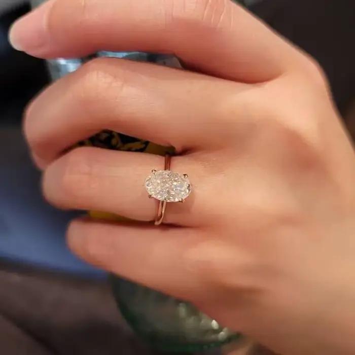 Bague Solitaire de fiançailles en argent Sterling 925