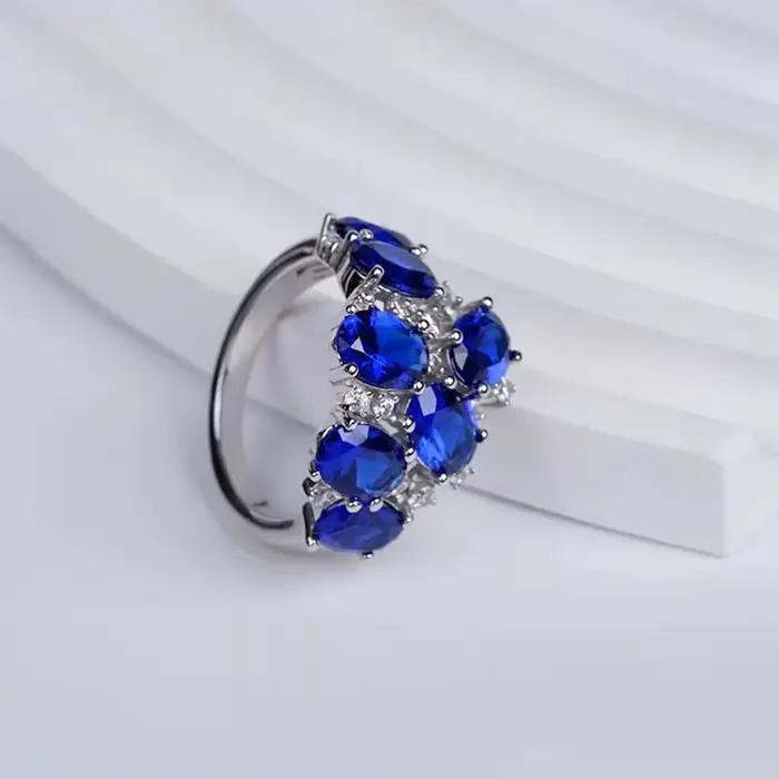 Wong Rain – bague en argent Sterling 925, coupe ovale, saphir 5x7.2 MM, diamant à haute teneur en carbone, pierres précieuses pour femmes, bijoux fins, cadeaux d'anniversaire