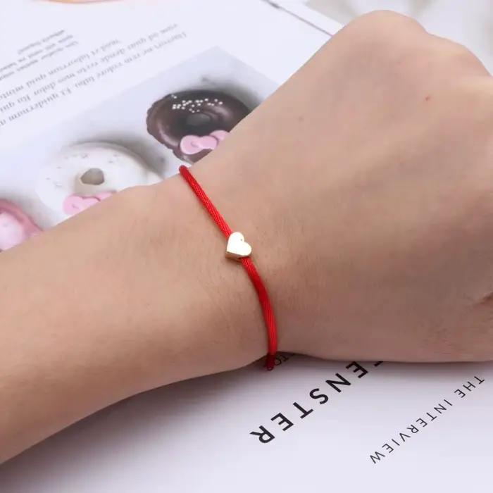 Bracelet à breloques cœur en cordon de coton et alliage protecteur pour homme et femme