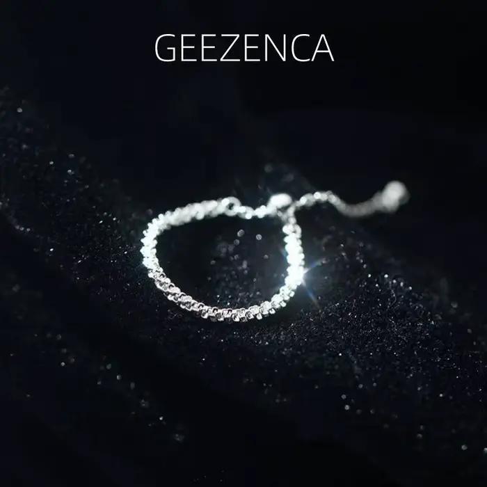 GEEZENCA – bague en argent brillant S925 pour filles et femmes, anneau ajustable, minimaliste, scint
