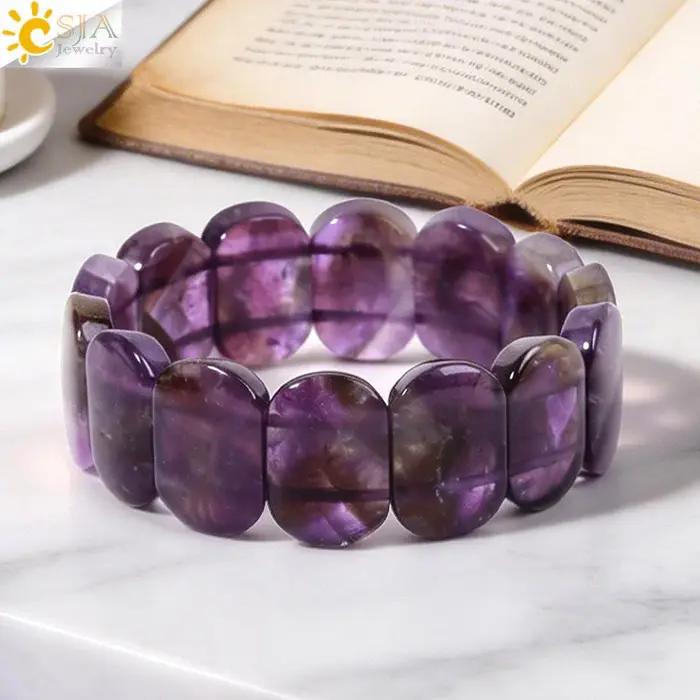 Bracelet en pierre naturelle avec breloque en cristal pour homme et femme, inspiration naturelle, occasion spéciale, bijoux unisexe, améthyste, quartz rose, design géométrique