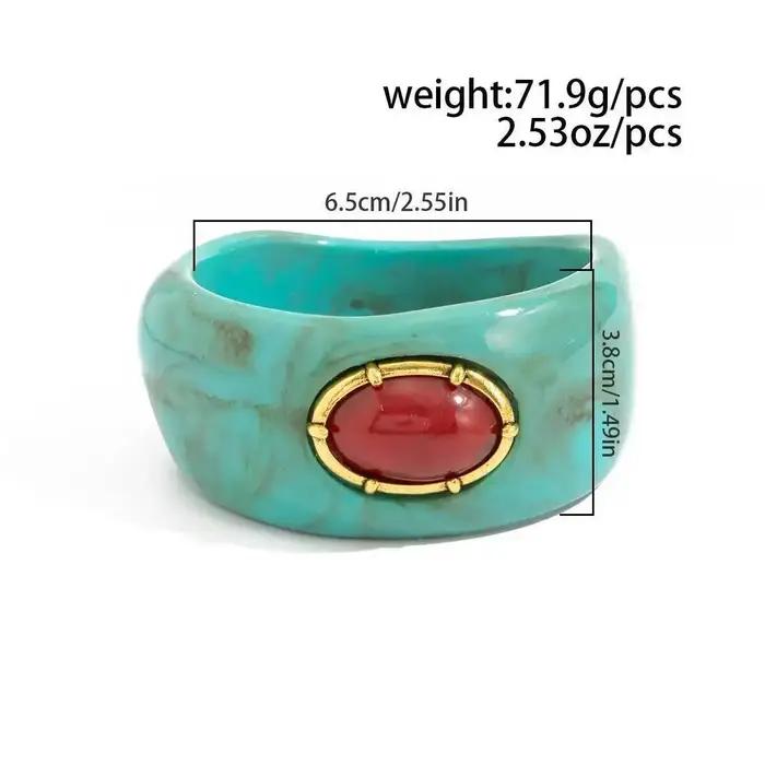 Bracelet manchette en résine acrylique géométrique irrégulier Lacteo Bohemia pour femmes