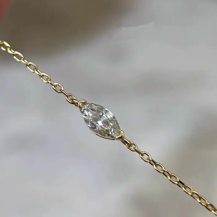 Bracelet en argent sterling 925 plaqué or 14 carats avec zircon géométrique pour femmes occasions spéciales elegant et sophistiqué
