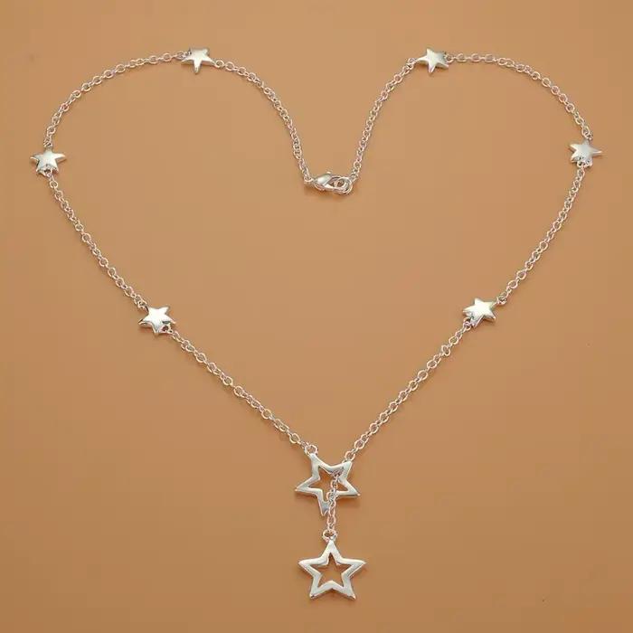 Nouveau collier en argent 925 avec étoiles pour femmes, bijoux de mariage en argent sterling, mode,