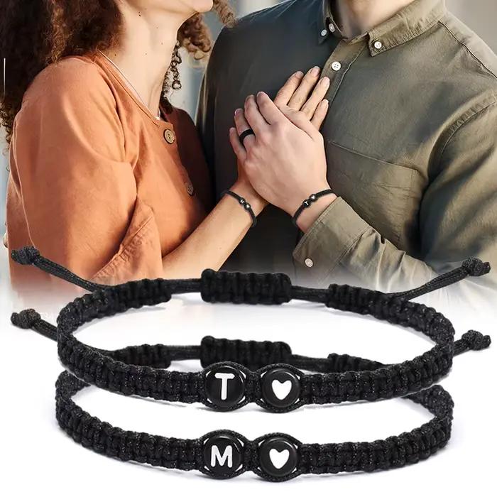 Bracelet à initiales personnalisables 26 lettres pour femmes hommes cadeau amitié occasions spéciales trésors de mémoire