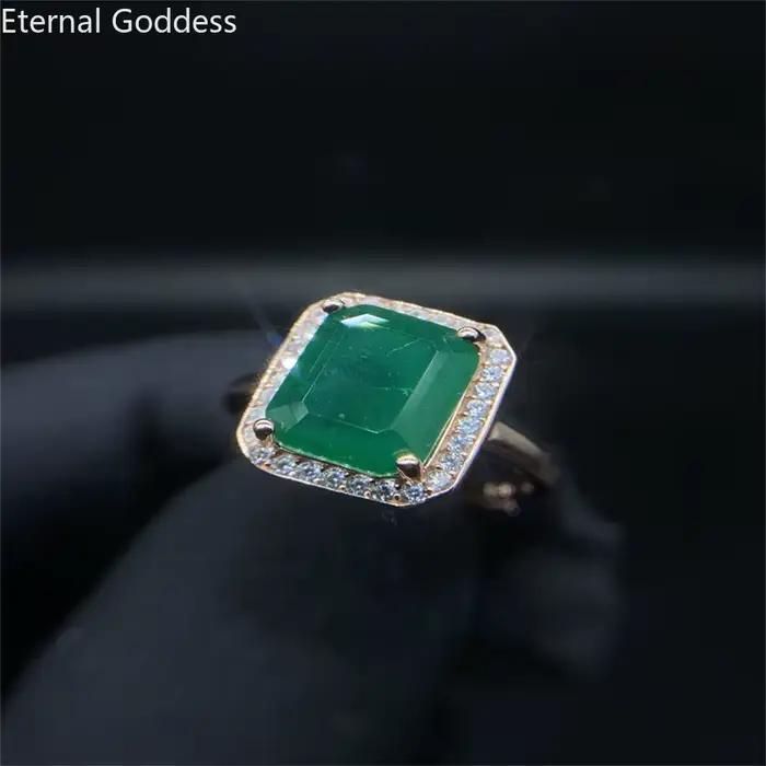 Bague émeraude flambant neuf en argent Sterling 925, pierres précieuses, cadeau précieux pour dames,