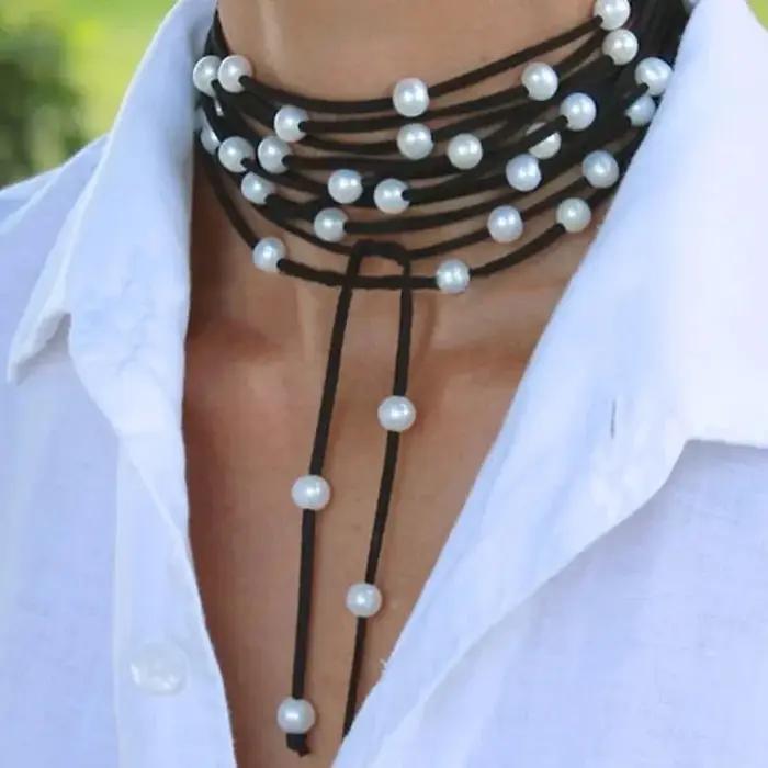 ChimVintage-Collier Noué en Cuir Naturel pour Homme et Femme