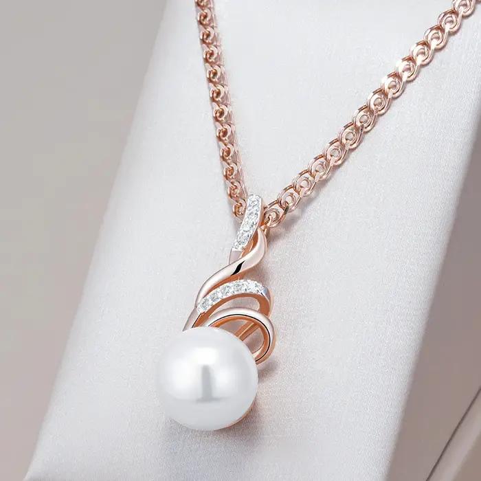 Wbmqda – pendentif et collier élégant en perles blanches pour femmes