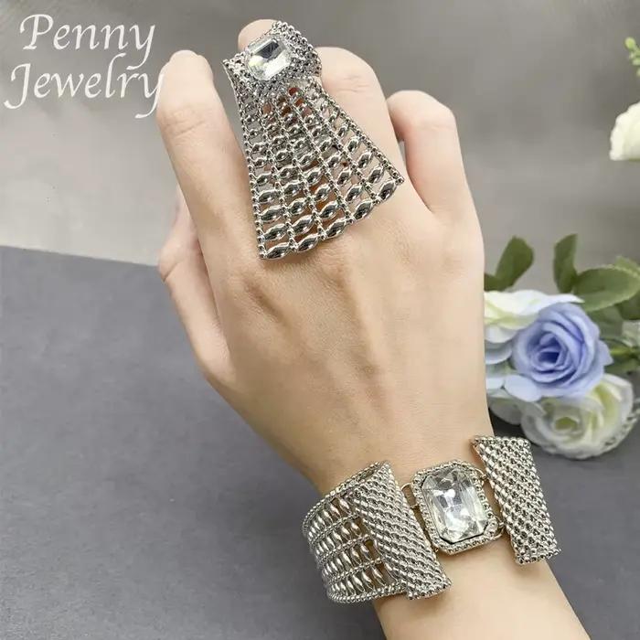 Parure de bijoux originaux en strass pour femme, collier exagéré en zircone, boucles d'oreilles, bracelet, bague, cadeaux pour mariage et fête