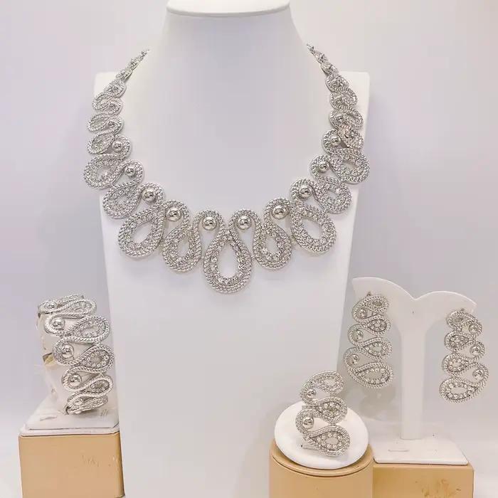 Ensemble de bijoux de haute couture en plaqué or et argent pour femmes et unisexe occasions spéciales engagement soirée festive
