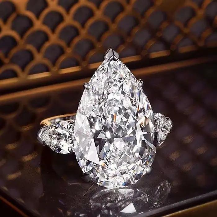 Huitan – bagues de luxe en cristal goutte d'eau CZ, bague de fiançailles pour femme, cadeau de mariage, d'anniversaire, de fête, bijoux à la mode