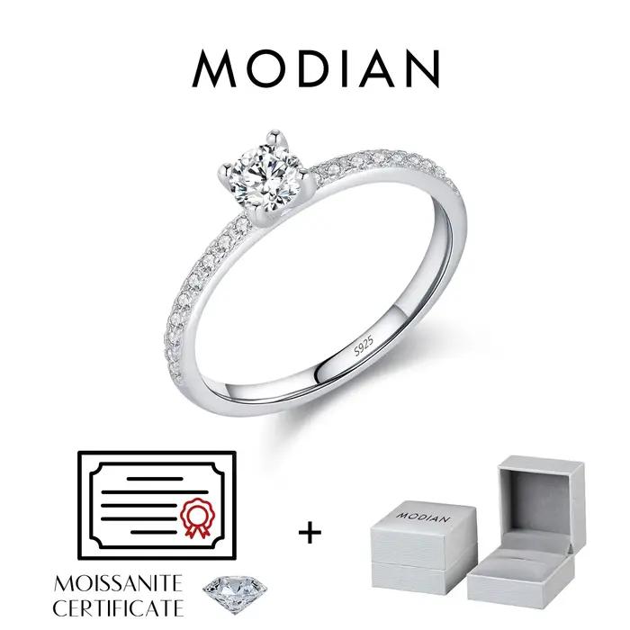 MODIAN D couleur Moissanite bague délicate carré 925 en argent Sterling laboratoire diamant bague po