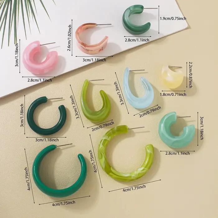 Boucles d'oreilles pendantes en résine élégante design géométrique forme C pour femmes occasions spéciales quotidienne festive