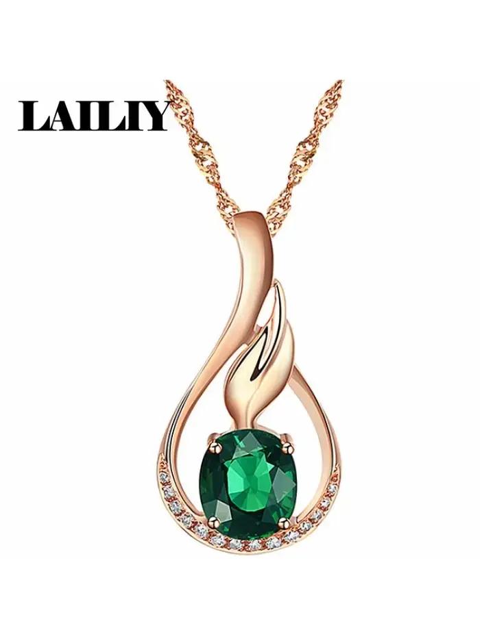 Collier LAILIY en argent sterling 925, or 18 carats, diamant, émeraude naturelle, tourmaline pour fe