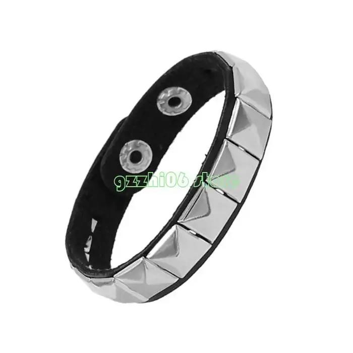 Bracelet punk rock élégant avec motif squelette en cuir, finition plaquée argent, or, laiton, rhodium et zirconium pour homme et femme, idéal pour les festivals de musique, concerts et occasions spéciales