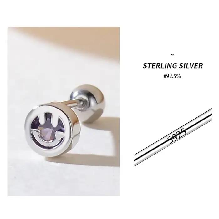 Boucles d'oreilles à tige en argent regardé 925 pour femmes, bijoux piercing coréens, cinq sens, visage souriant, cercle, tendance 2023, vente en gros