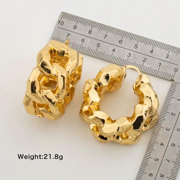 Grandes boucles d'oreilles rondes pour femmes et filles, grand cercle géométrique, bijoux pendants, cadeau de fête de mariage, couleur or, accessoires bijoux