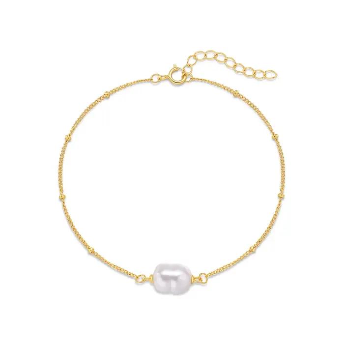 Bracelet en argent sterling 925 serti de Zircon fleur croix baroque perle main femme occasions spéciales fête des mères bijoux Pulsera