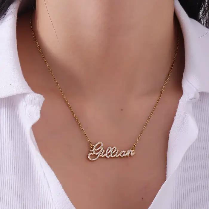 Collier avec nom personnalisé, bijoux en cristal et diamant, cadeau Unique pour femmes, saint-valentin, anniversaire, spécial noël, Couple