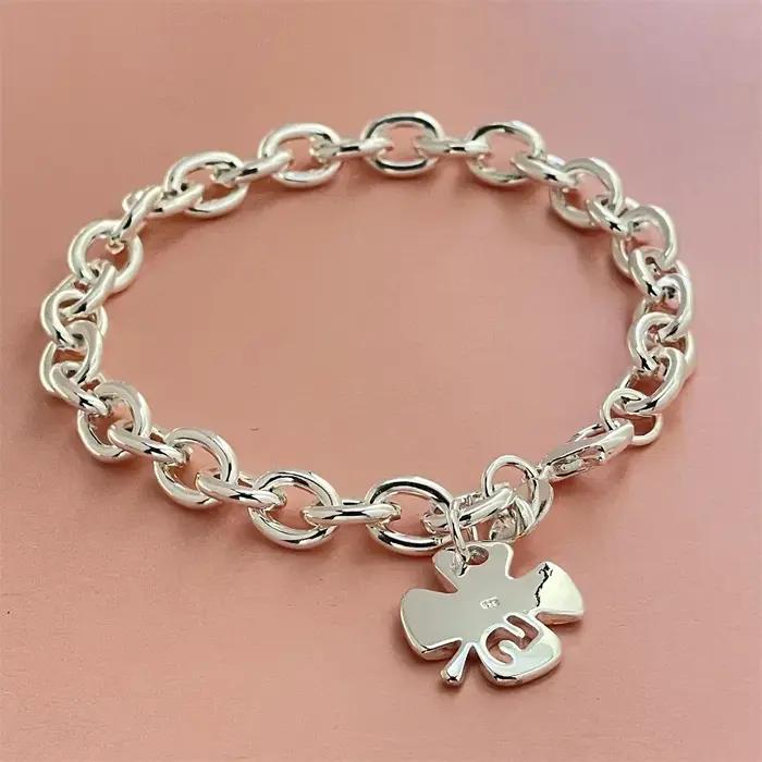 Bracelet trèfle à quatre feuilles en argent Sterling 925, bijoux de luxe simples pour Banquet, maria