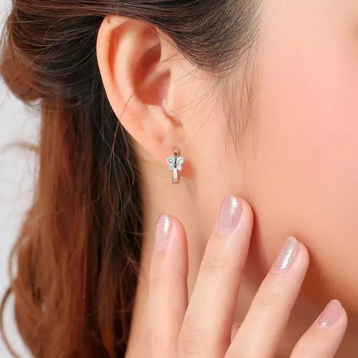 Bébé princesse 925 argent papillon zircone petite boucle d'oreille pour filles enfant femmes beaux Aros Huggies