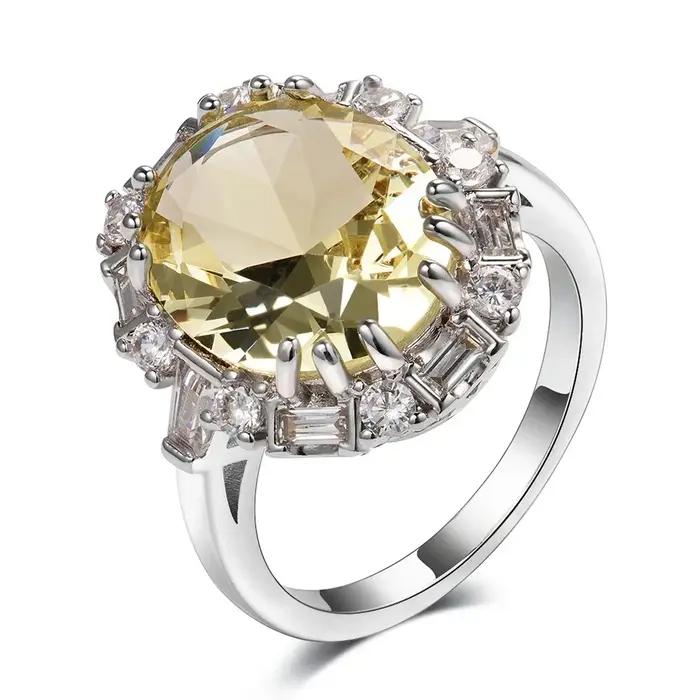 Nasiya Citrine pierres précieuses anneaux pour femmes bijoux bague anniversaire de mariage Paty cadeau en gros
