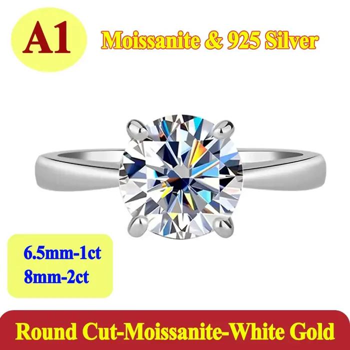 Bague en argent sterling 925 sertie de moissanite brillante pour femmes engagements et occasions spéciales