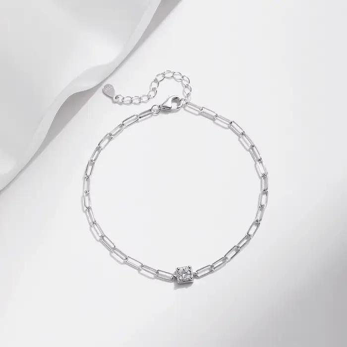 Bracelet Moissanite en Argent Sterling 0.3 et Diamant de Laboratoire 925 Carat