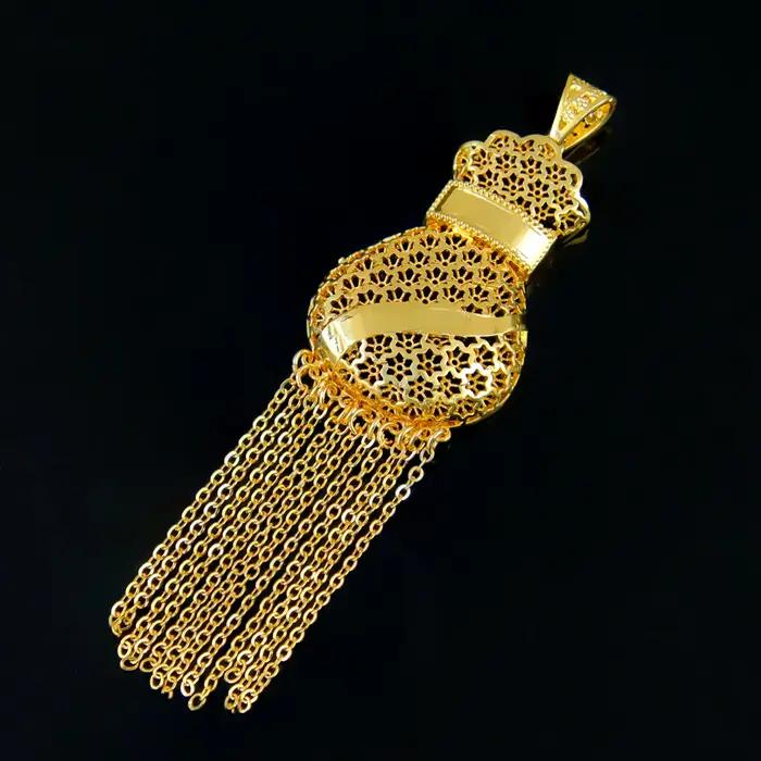 Bijoux de mariage islamiques de luxe, pendentif plaqué or 24 carats pour femmes arabes, collier à la mode, bijoux kurdos du Ramadan
