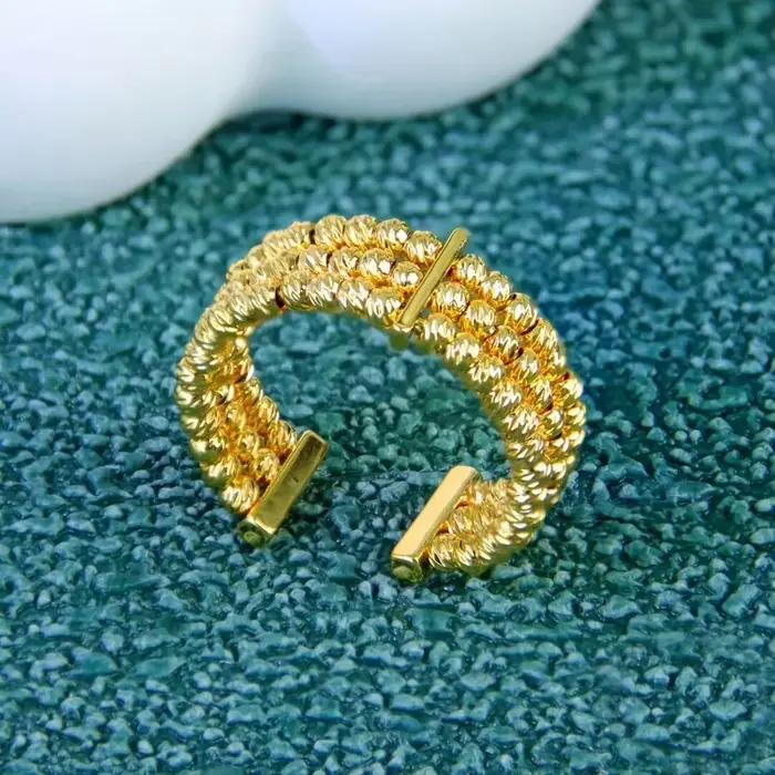 Bagues de perles réglables en or 24 carats, mode arabe, bague de mariage de mariée nigériane, dubaï, femmes musulmanes, bijoux Vintage arabesque
