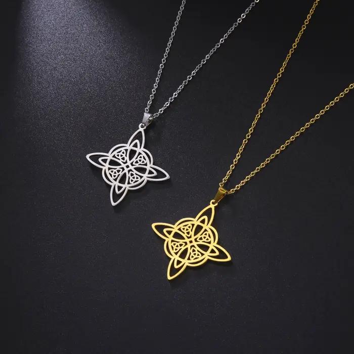 Collier de nœud de sorcellerie en acier inoxydable avec croix celtique pour homme et femme pour parties et occasions spéciales