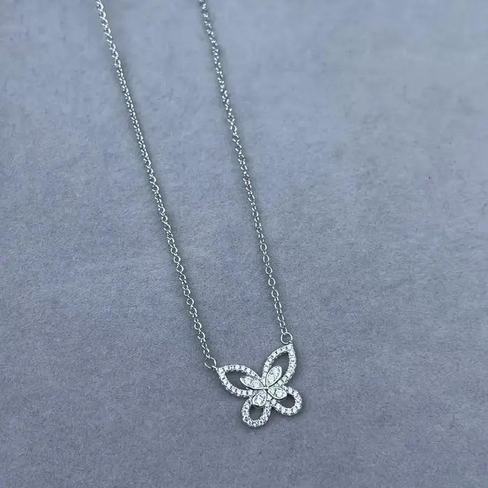 Collier classique de luxe en argent sterling S925 pour femme. Design papillon 1:1