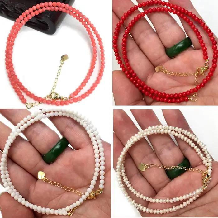 Collier de corail rouge perle d'amour à la mode femme personnalité voyage fête